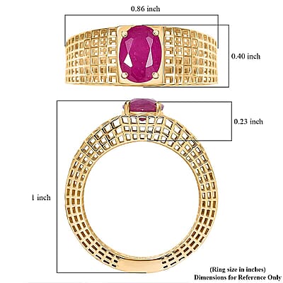 Luxoro Ruby Solitaire Ring in 10K Yellow Gold 1.75 ctw (Size 10.0)