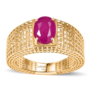 Mirage Collection Luxoro Premium Royal Ruby 1.70 ctw Solitaire Ring in 10K Yellow Gold (Size 6.0)