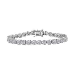 White Diamond 4.00 ctw Art Deco Bracelet in Rhodium Over Sterling Silver (7.25 In)