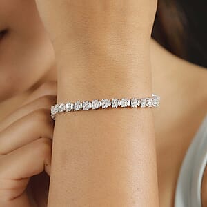D'Joy White Diamond 4.00 ctw Art Deco Bracelet in Rhodium Over Sterling Silver (7.25 In)