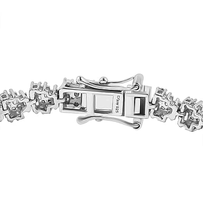 D'Joy White Diamond 4.00 ctw Art Deco Bracelet in Rhodium Over Sterling Silver (7.25 In)