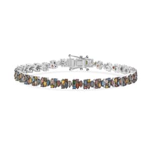 Multi Color Diamond 4.00 ctw Art Deco Bracelet in Rhodium Over Sterling Silver (7.25 In)