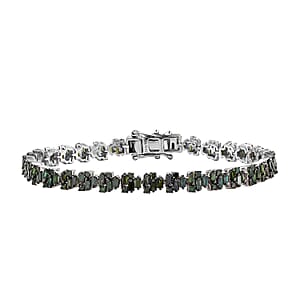 Green Diamond 4.00 ctw Art Deco Bracelet in Rhodium Over Sterling Silver (7.25 In)