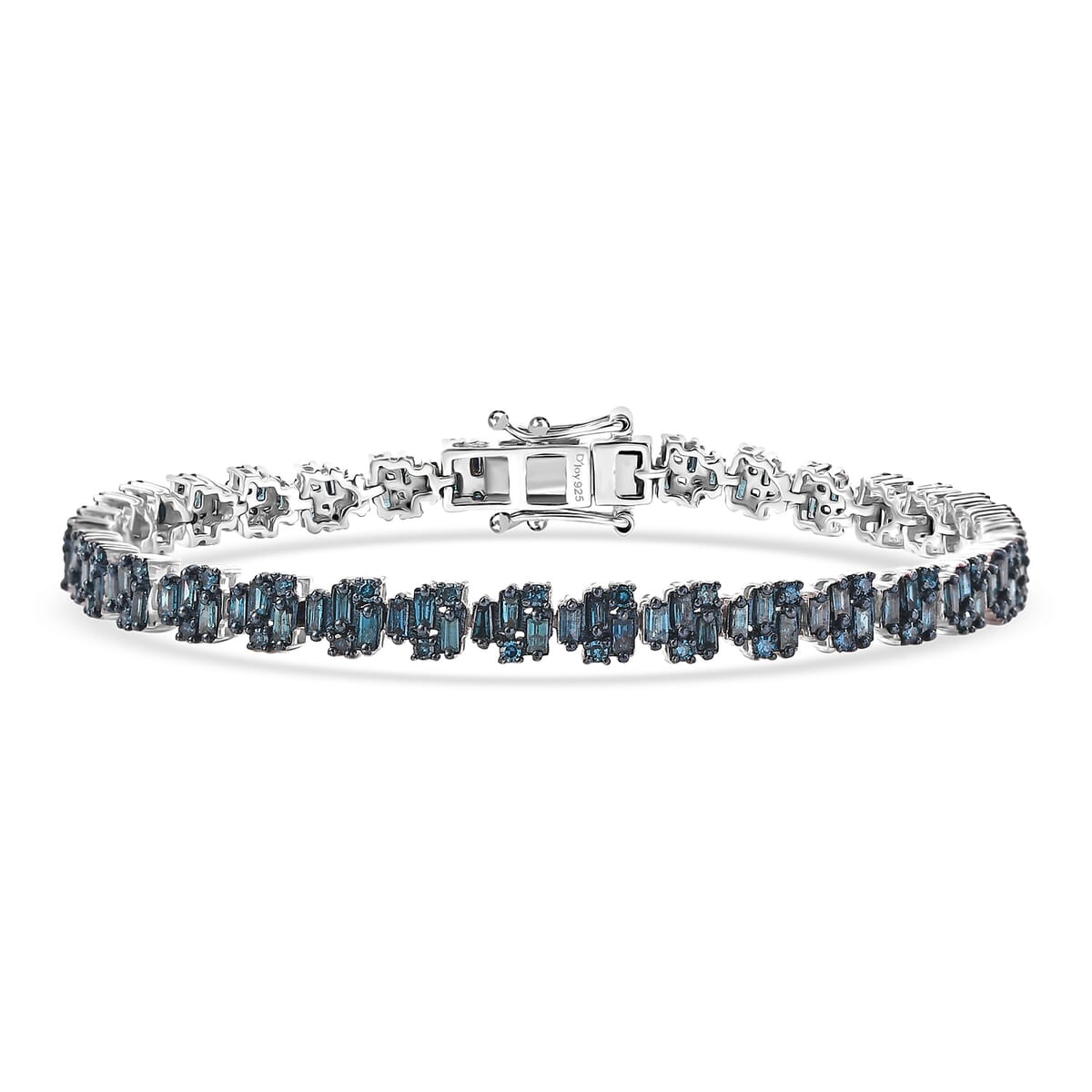 Blue Diamond 4.00 ctw Art Deco Bracelet in Rhodium Over Sterling Silver (7.25 In) image number 0