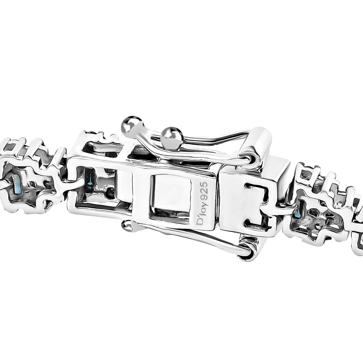 Blue Diamond 4.00 ctw Art Deco Bracelet in Rhodium Over Sterling Silver (7.25 In) image number 3