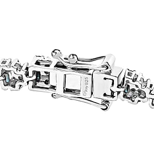 D'Joy Blue Diamond 4.00 ctw Art Deco Bracelet in Rhodium Over Sterling Silver (7.25 In)