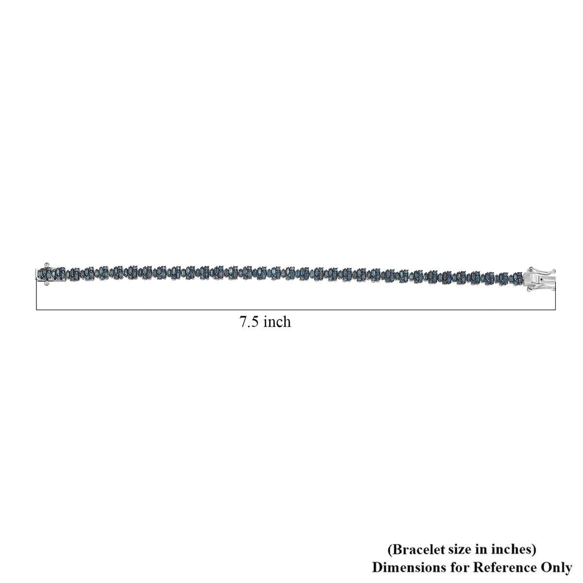 Blue Diamond 4.00 ctw Art Deco Bracelet in Rhodium Over Sterling Silver (7.25 In) image number 4