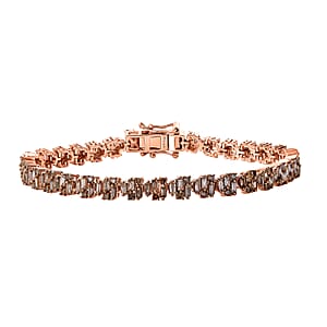Natural Champagne Diamond 4.00 ctw Art Deco Bracelet in 18K Vermeil Rose Gold Over Sterling Silver (7.25 In)