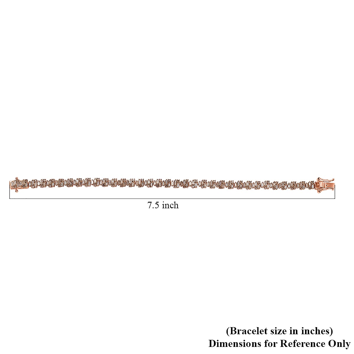 Natural Champagne Diamond 4.00 ctw Art Deco Bracelet in 18K Vermeil Rose Gold Over Sterling Silver (7.25 In) image number 4