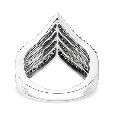 D'Joy Multi Diamond 1.00 ctw Chevron Ring in Rhodium Over Sterling Silver (Size 8.0)