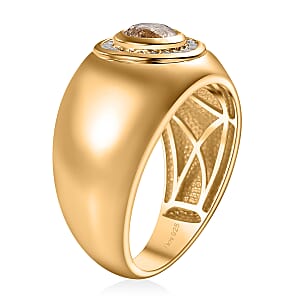 D'Joy Natural Champagne and White Diamond 1.35 ctw Men's Ring in 18K Vermeil Yellow Gold Over Sterling Silver (Size 13.0)