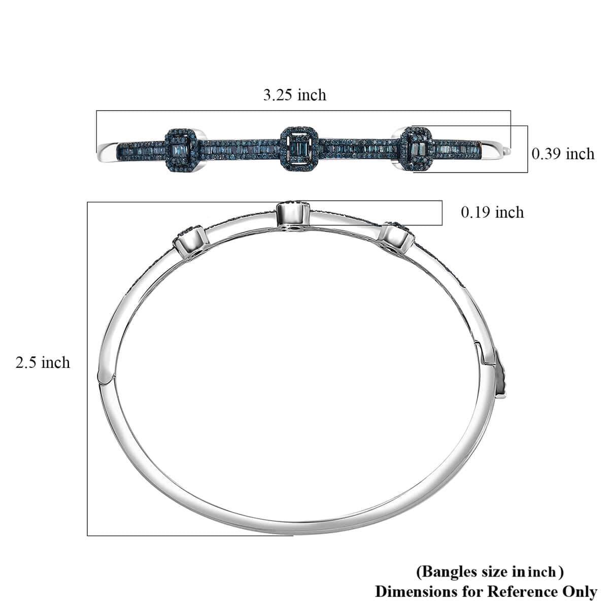 Doorbuster White Diamond 1.00 ctw Bangle Bracelet in Rhodium Over Sterling Silver (7.25 In) image number 5