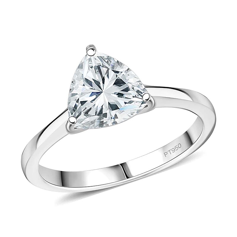 Concave Cut Moissanite 2.10 ctw Solitaire Ring in 950 Platinum (Size 10.0) 4.15 Grams