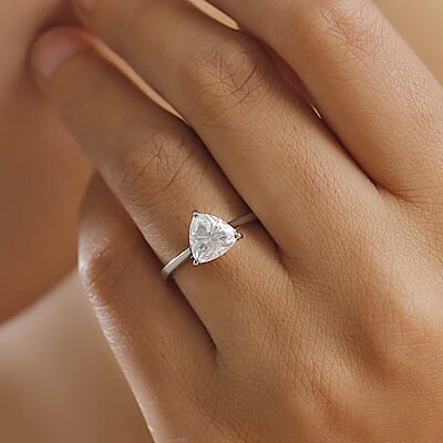 Concave Cut Moissanite 2.10 ctw Solitaire Ring in 950 Platinum (Size 10.0) 4.15 Grams