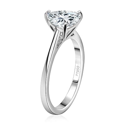 Concave Cut Moissanite 2.10 ctw Solitaire Ring in 950 Platinum (Size 10.0) 4.15 Grams