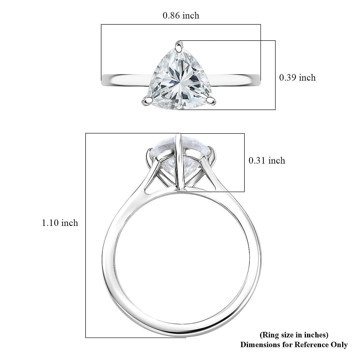 Concave Cut Moissanite 2.10 ctw Solitaire Ring in 950 Platinum (Size 10.0) 4.15 Grams