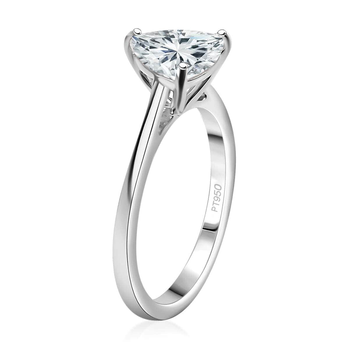 Concave Cut Moissanite 2.00 ctw Solitaire Ring in 950 Platinum (Size 8.5) 4.15 Grams image number 3