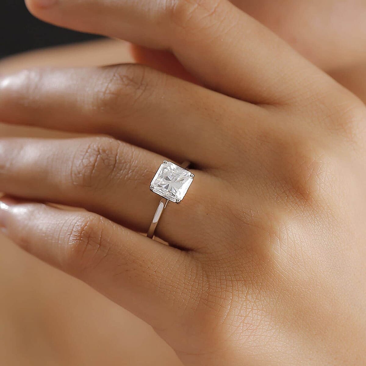 950 Platinum Moissanite (Oct 8x8mm) Solitaire Ring (Size 7.5) (4.50 g) 2.60 ctw image number 2