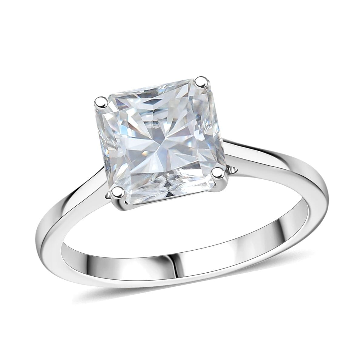 Asscher Cut Moissanite 2.60 ctw Solitaire Ring in 950 Platinum (Size 8.0) 4.50 Grams image number 0