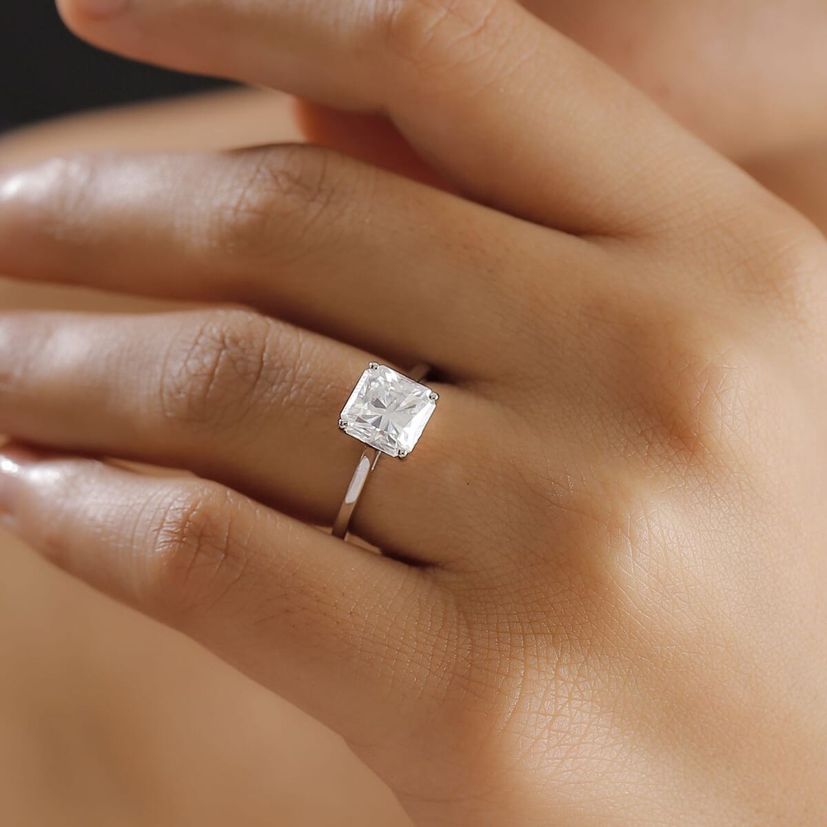 Asscher Cut Moissanite 2.60 ctw Solitaire Ring in 950 Platinum (Size 8.0) 4.50 Grams image number 2