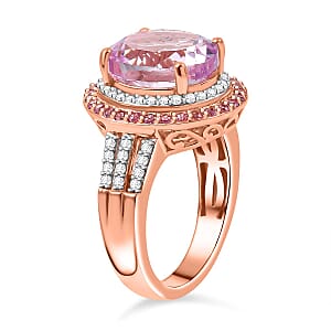 D'Joy Premium Martha Rocha Kunzite and Multi Gemstone 8.60 ctw Blush Royale Ring in 18K Vermeil Rose Gold Over Sterling Silver (Size 9.0)