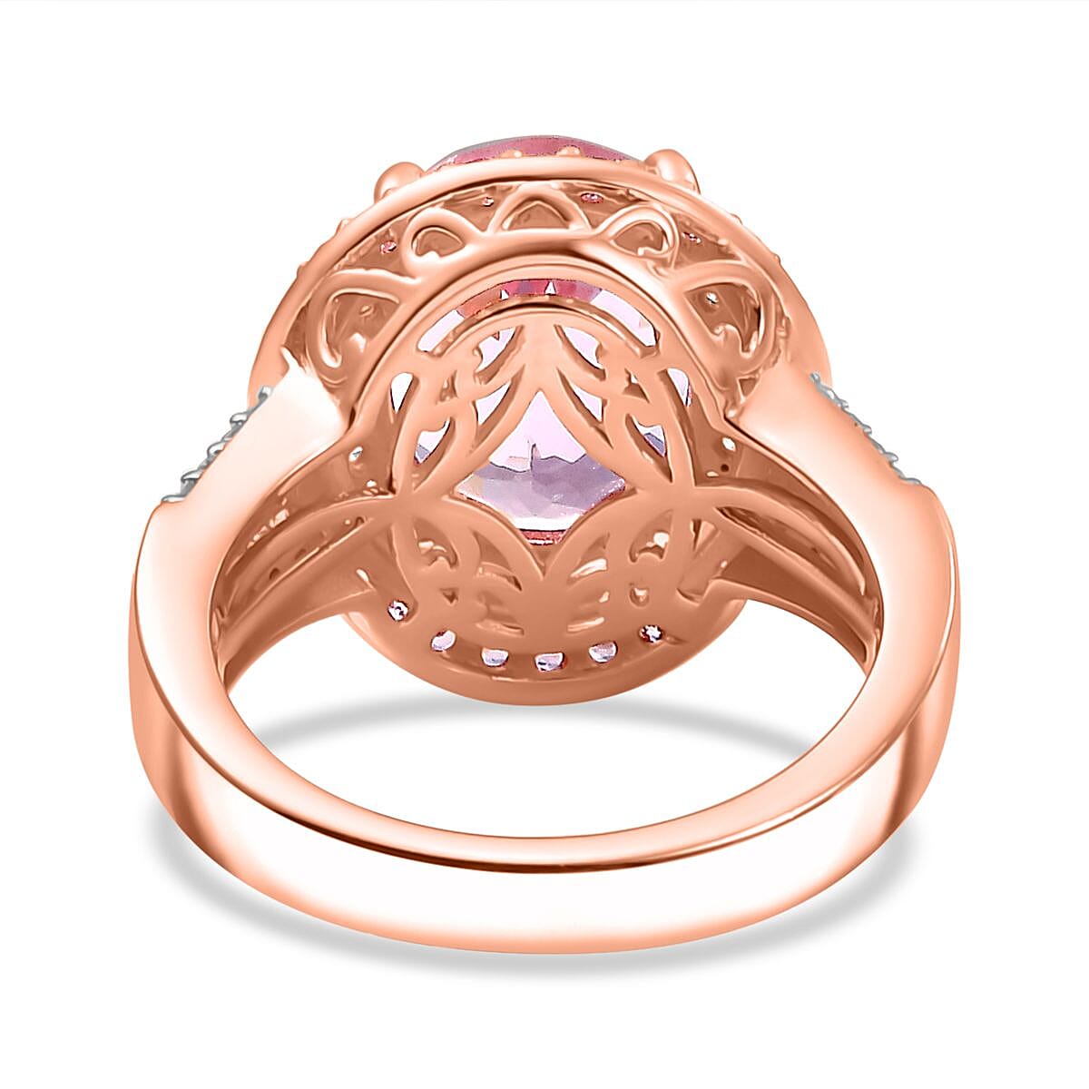 D'Joy Premium Martha Rocha Kunzite and Multi Gemstone 8.60 ctw Blush Royale Ring in 18K Vermeil Rose Gold Over Sterling Silver (Size 9.0)