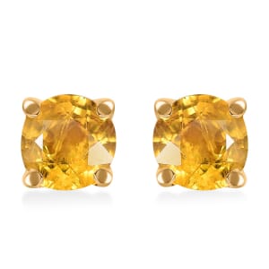 Madagascar Yellow Sapphire 2.30 ctw Rose Stud Earrings in 18K Vermeil Yellow Gold Over Sterling Silver