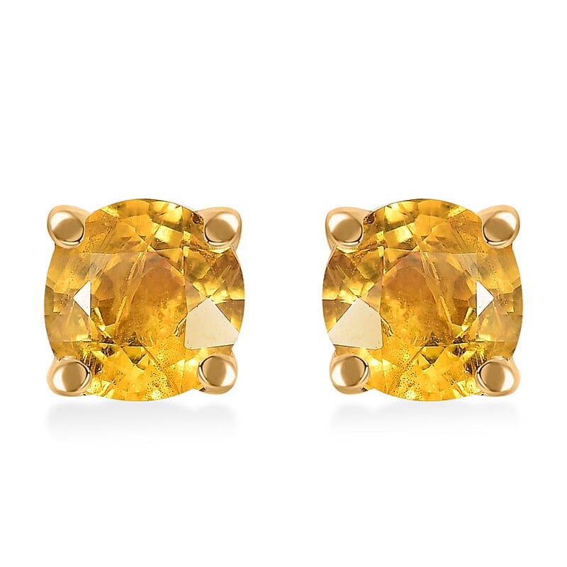Madagascar Yellow Sapphire 2.30 ctw Rose Stud Earrings in 18K Vermeil Yellow Gold Over Sterling Silver