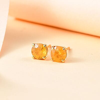 Madagascar Yellow Sapphire 2.30 ctw Rose Stud Earrings in 18K Vermeil Yellow Gold Over Sterling Silver