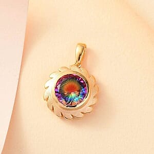 Nebula Quartz Doublet 3.63 ctw Pendant in 18K Vermeil Yellow Gold Over Sterling Silver