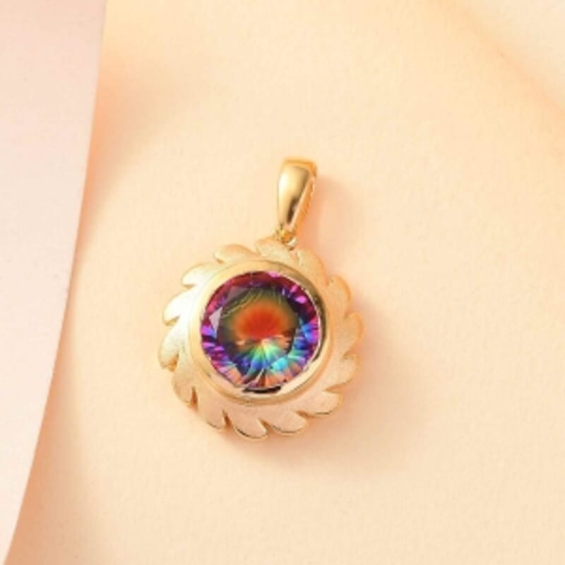 Nebula Quartz Doublet 3.63 ctw Pendant in 18K Vermeil Yellow Gold Over Sterling Silver