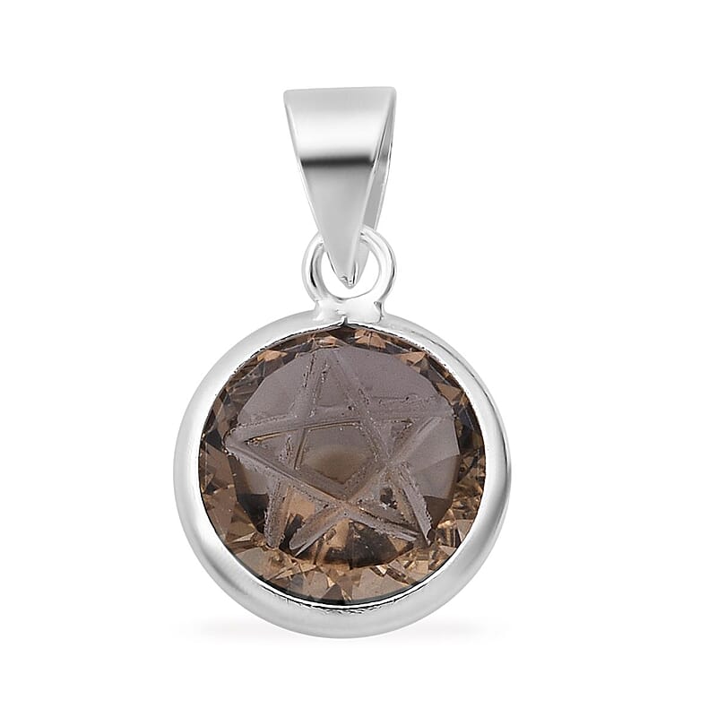 Simulated Champagne Diamond Pendant without Chain in Sterling Silver 6.25 ctw