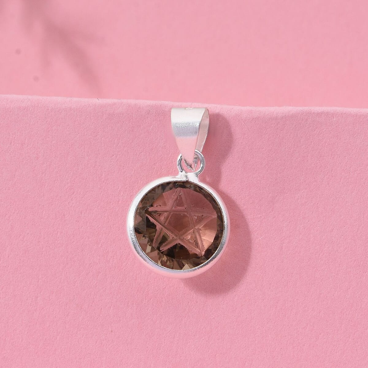 Simulated Champagne Diamond Pendant without Chain in Sterling Silver 6.25 ctw image number 1