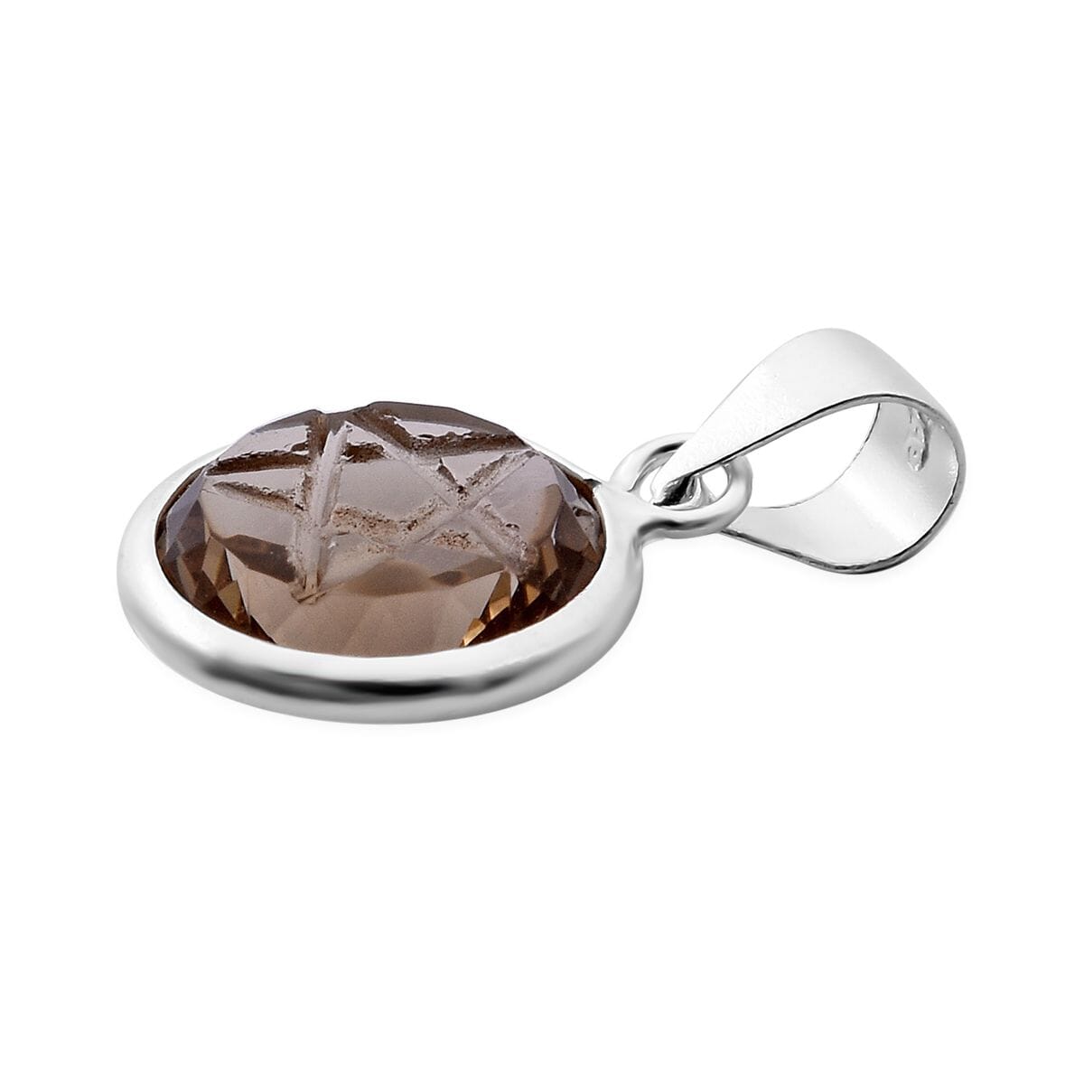 Simulated Champagne Diamond Pendant without Chain in Sterling Silver 6.25 ctw image number 3
