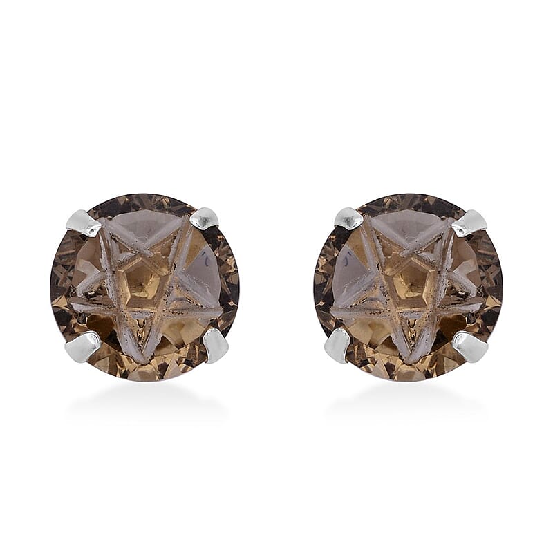 Simulated Champagne Diamond Earrings in Sterling Silver 6.20 ctw