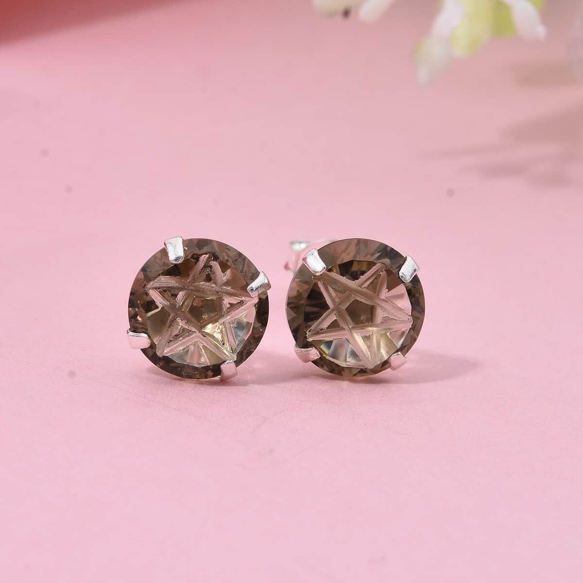 Simulated Champagne Diamond Earrings in Sterling Silver 6.20 ctw image number 1