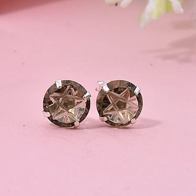 Simulated Champagne Diamond Earrings in Sterling Silver 6.20 ctw