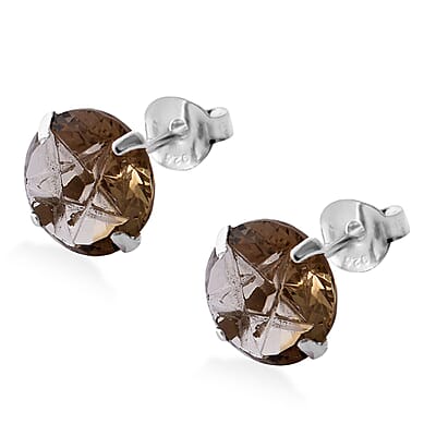 Simulated Champagne Diamond Earrings in Sterling Silver 6.20 ctw