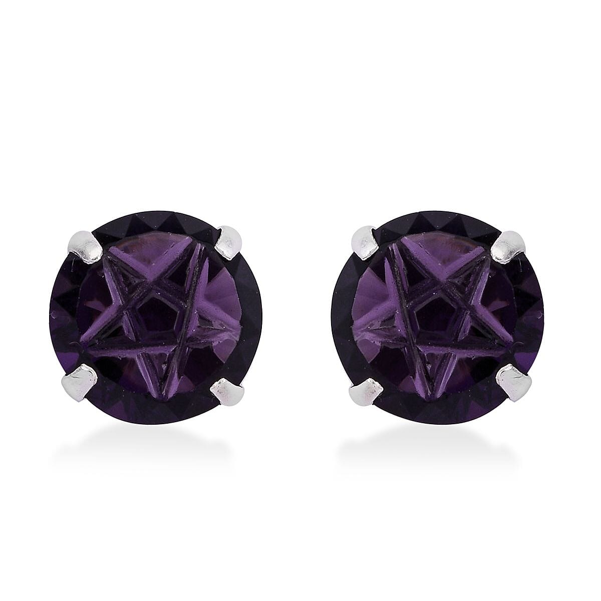 Simulated Purple Diamond Earrings in Sterling Silver 6.20 ctw image number 0