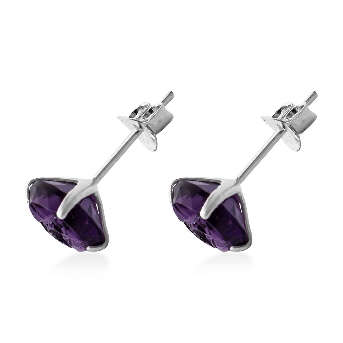 Simulated Purple Diamond Earrings in Sterling Silver 6.20 ctw image number 3