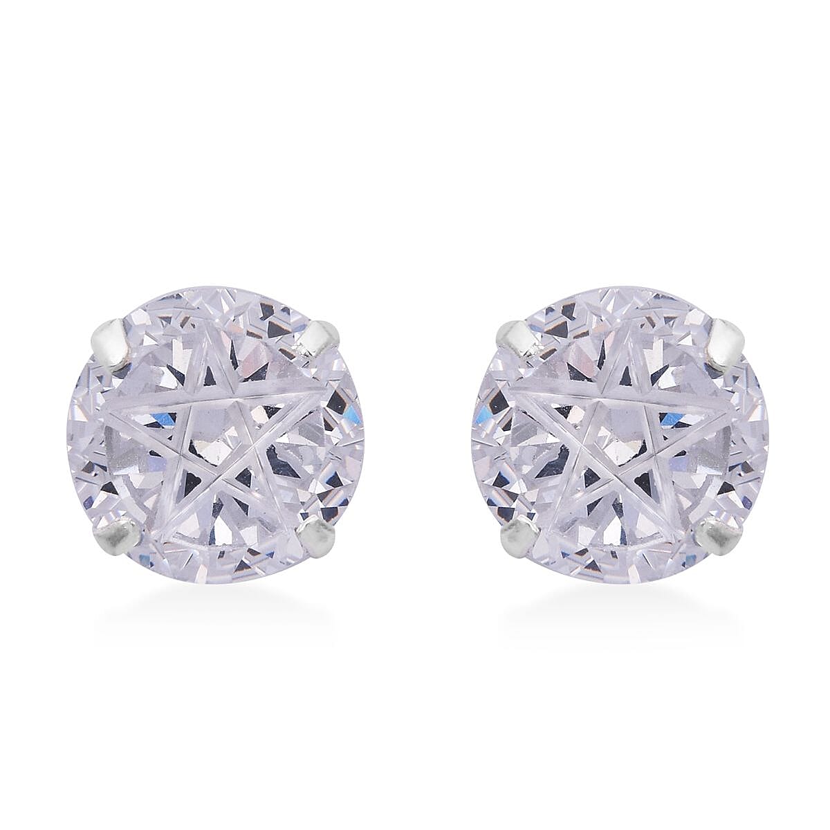 Simulated White Diamond Earrings in Sterling Silver 6.20 ctw image number 0