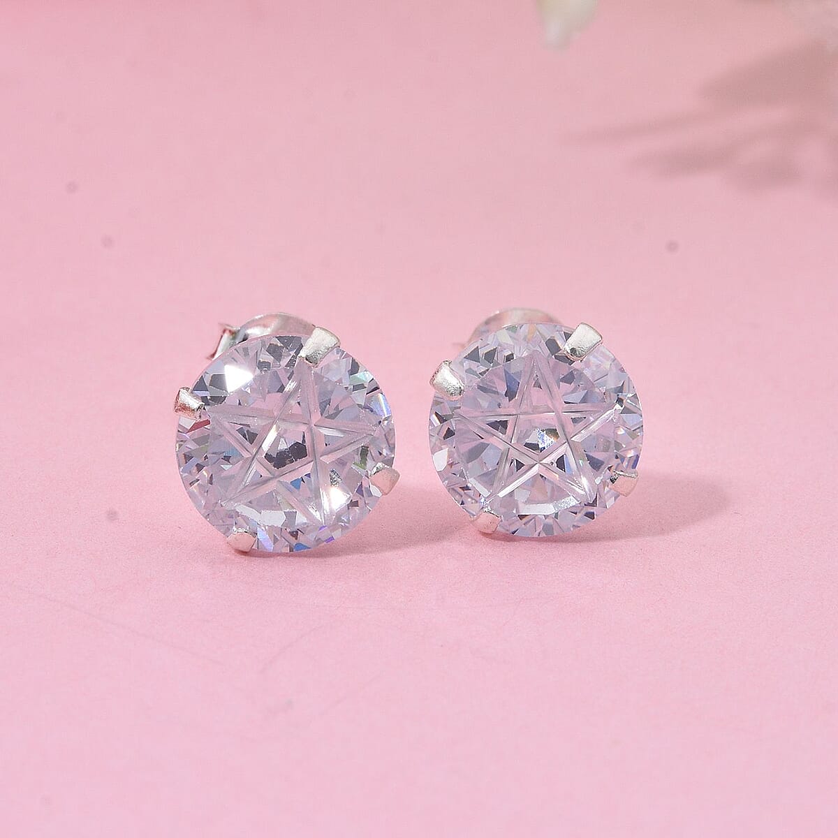 Simulated White Diamond Earrings in Sterling Silver 6.20 ctw image number 1