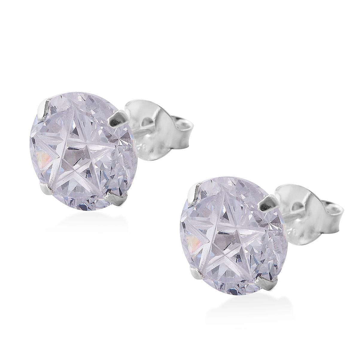 Simulated White Diamond Earrings in Sterling Silver 6.20 ctw image number 3