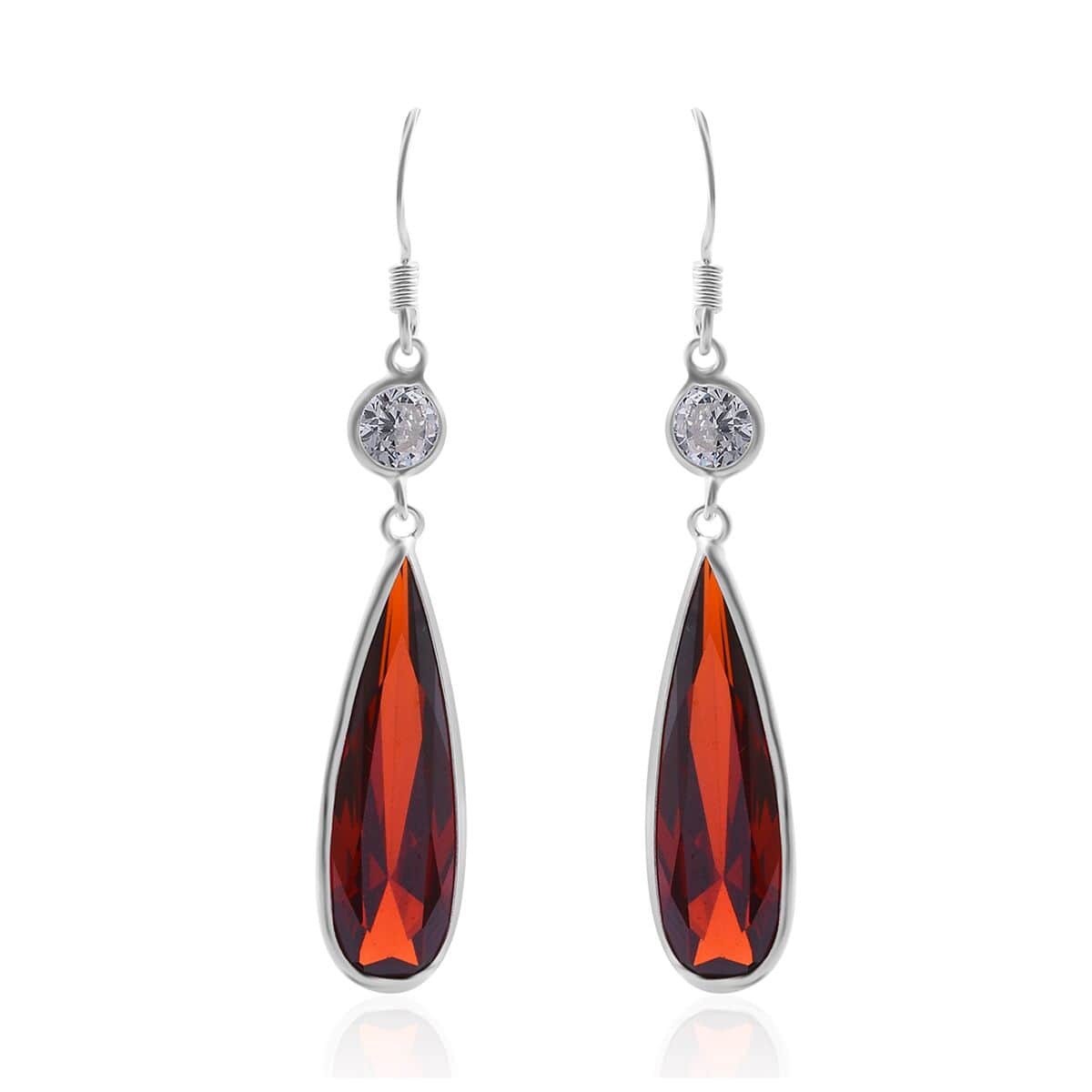 Simulated Red Diamond Earrings in Sterling Silver 21.20 ctw image number 0