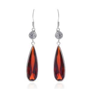 Simulated Red Diamond Earrings in Sterling Silver 21.20 ctw