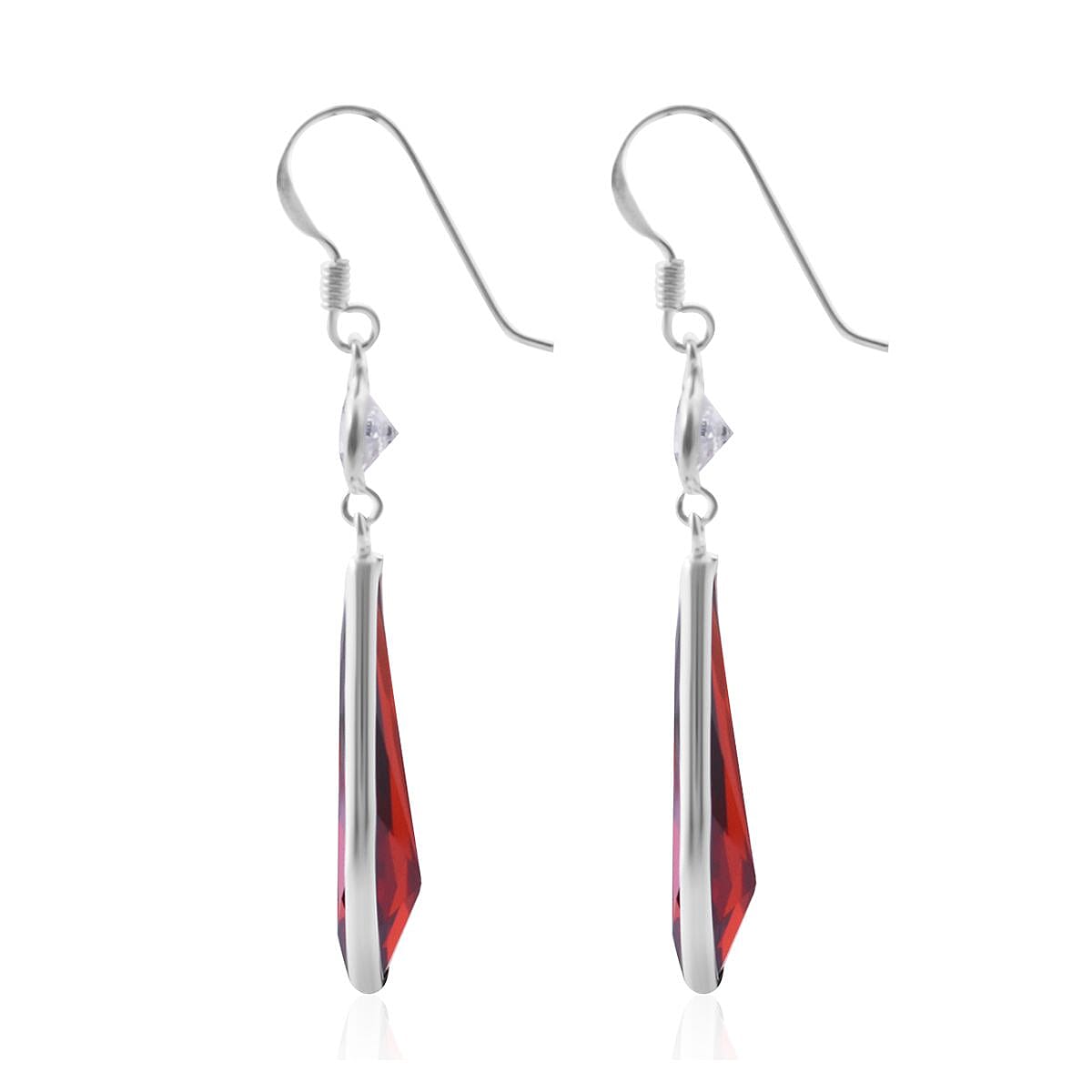 Simulated Red Diamond Earrings in Sterling Silver 21.20 ctw