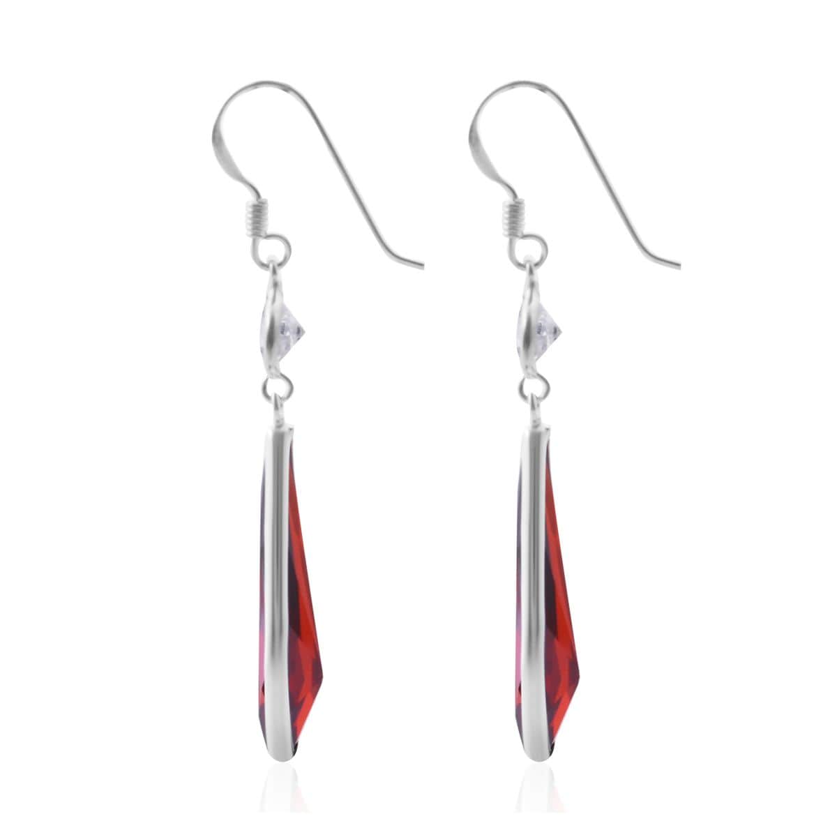 Simulated Red Diamond Earrings in Sterling Silver 21.20 ctw image number 3