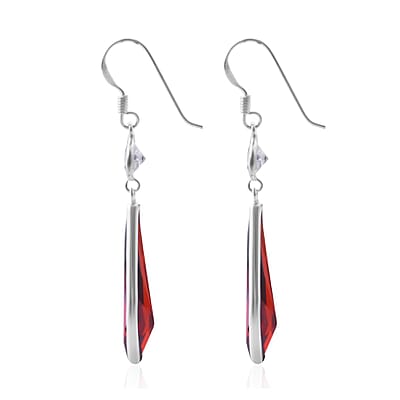 Simulated Red Diamond Earrings in Sterling Silver 21.20 ctw