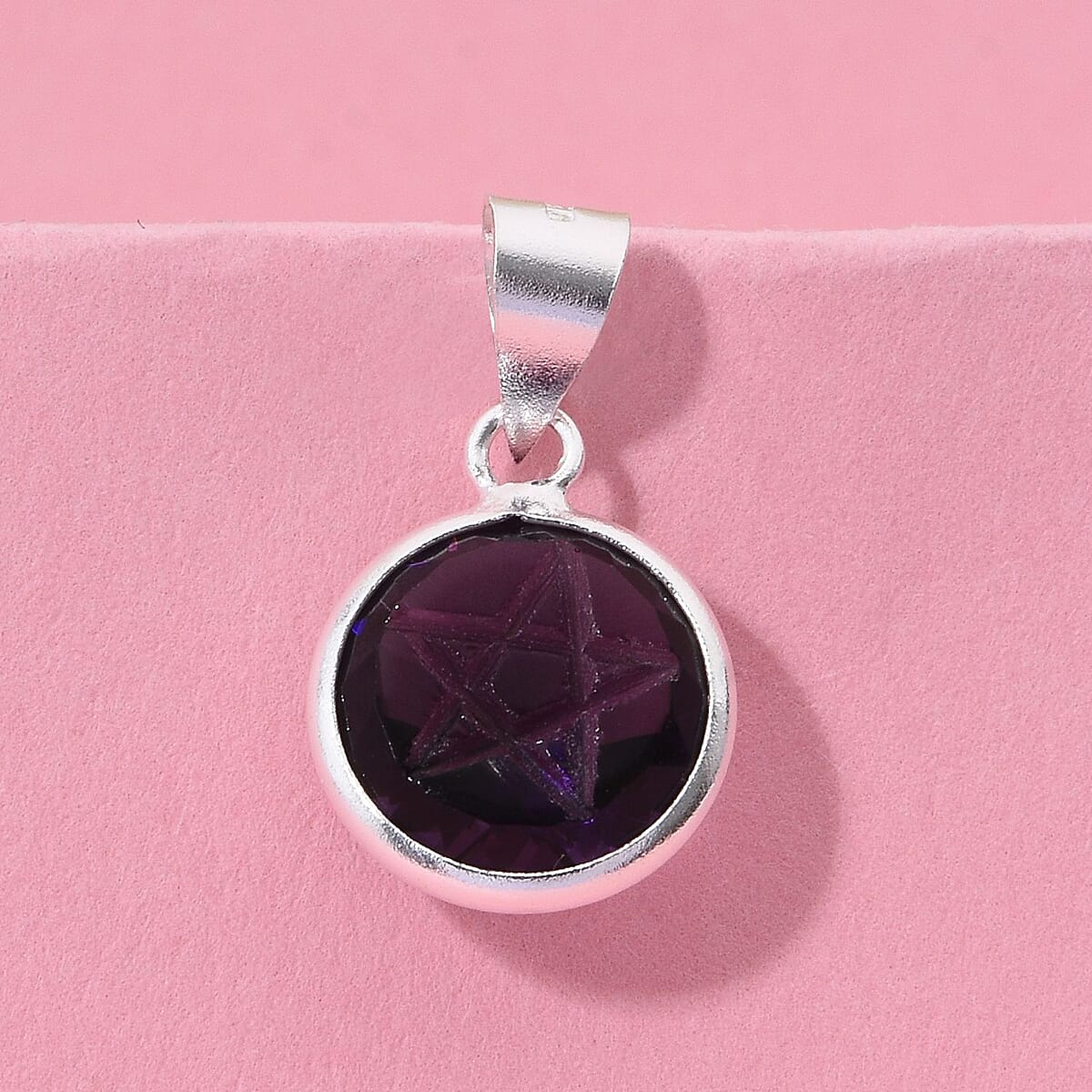 Simulated Purple Diamond Pendant without Chain in Sterling Silver 6.25 ctw image number 1
