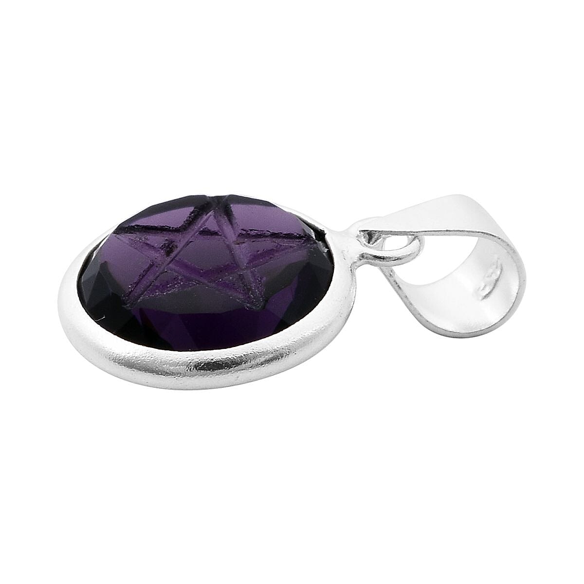 Simulated Purple Diamond Pendant without Chain in Sterling Silver 6.25 ctw image number 3
